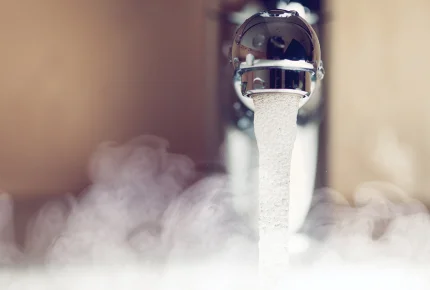 Hot water tap with steam