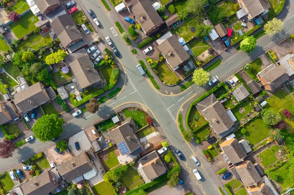 aerial view uk street